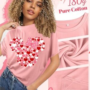 Disney Minnie Mouse Pink Heart Tee XL NWT